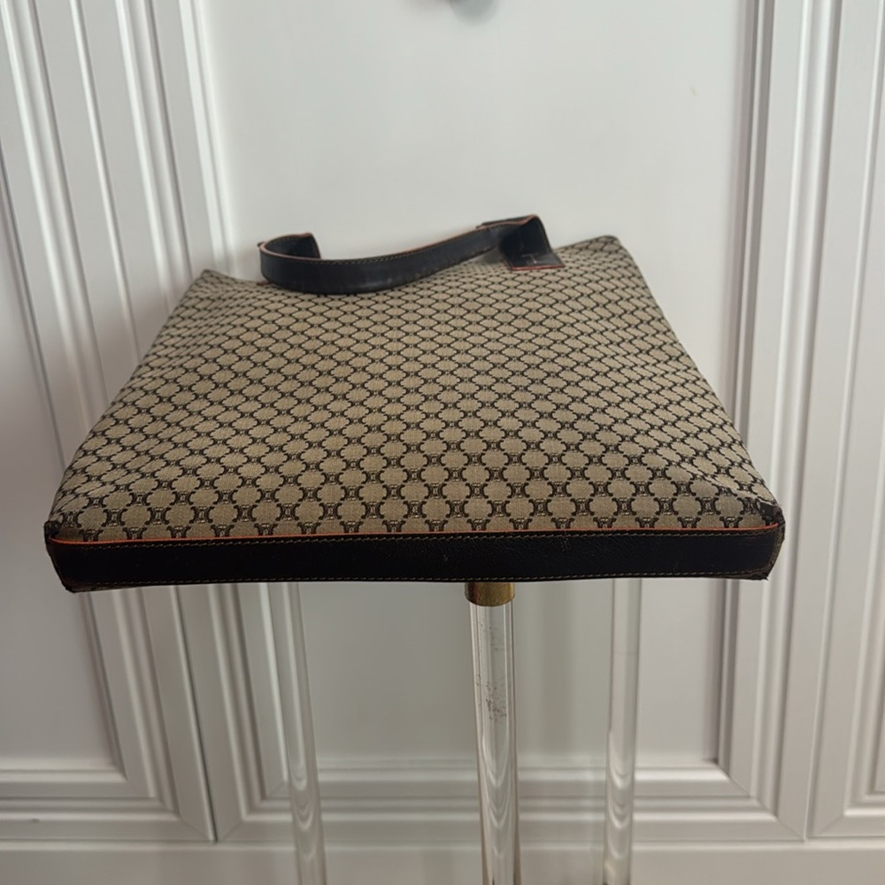 Celine Brown Monogram Canvas Satchel with Dark Brown Trim - Picture 8 of 13